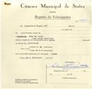 Registo de velocípede de marca Sachs, com o nº 9735, em nome de G. Duarte & Poças, Lda, com sede no Cacém.
