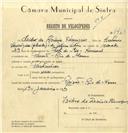 Registo de velocípede com o nº 7463, em nome de Isidro do Rosário Rodrigues, morador em Paiões.