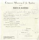 Registo de velocípede com o nº 8378, em nome de Manuel Machado Afonso, morador em Pinhal da Nazaré.
