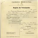 Registo de velocípede de marca Nacional, com o nº 1125, em nome de Eduardo Manuel Azenha, morador em Cabeço da Moucheira.