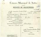 Registo de velocípede de marca Pombal, com o nº 9304, em nome de João Marcelino Simões Pinto, morador em Abrunheira.