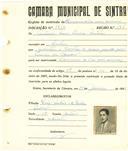Registo de matricula de carroceiro de 2 ou mais animais em nome de António Mário Pereira Martins, morador em Sintra, com o nº de inscrição 1910.