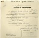Registo de velocípede de marca Olympique, com o nº 996, em nome de Joaquim Duarte Sebastião, morador em Lameiras.