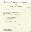 Registo de velocípede de marca Raio, com o nº 8339, em nome de Fernando José Prudêncio Correia, morador em Colares.
