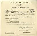 Registo de velocípede de marca Nacional, com o nº 3329, em nome de Carlos José Lourenço, morador em Areias.