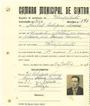 Registo de matricula de velocipedista em nome de Aníbal Rodrigues Nunes, morador em Sintra, com o nº de inscrição 2050.