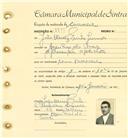 Registo de matricula de carroceiro em nome de João Dinis Pinto Júnior, morador em Azenhas do Mar, com o nº de inscrição 1782.