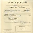 Registo de velocípede de marca Peugeot, com o nº 4250, em nome de Fernando Procópio Castro Rato, morador em Ulgueira.