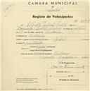 Registo de velocípede de marca Special, com o nº 2238, em nome de Alfredo Julião Sadio, morador em Chilreira.