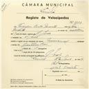 Registo de velocípede de marca Nacional, com o nº 3999, em nome de Virgílio Costa Duarte, morador em S. João das Lampas.