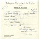Registo de velocípede com o nº 5643, em nome de Manuel Marques, morador em Linhó.