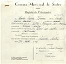 Registo de velocípede de marca Famel com motor, com o nº 9089, em nome de Carlos Narciso Ferreira, morador Ribeira de Sintra.em 