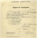 Registo de velocípede de marca Toman, com o nº 1267, em nome de Américo Urmal Ferreira, morador em Pero Pinheiro.