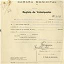 Registo de velocípede com o nº 2001, em nome de Laura do Carmo Madeira Gonçalves, moradora em Venda Seca.