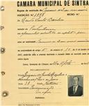 Registo de matricula de carroceiro de 2 ou mais animais em nome de Carlos Santos Basílio, morador em Pero Pinheiro, com o nº de inscrição 1997.