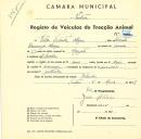 Registo de um veiculo de duas rodas tirado por dois animais de espécie bovina destinado a transporte de mercadorias em nome de Vítor Vicente Alegre, morador em Bolembre.