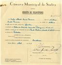 Registo de velocípede de marca Famel, com o nº 7865, em nome de Carlos Alberto Ramos Ferreira, morador em Belas.