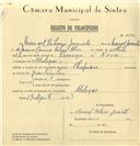 Registo de velocípede de marca Champion, com o nº 6592, em nome de Manuel Ribeiro Jacinto, morador em Meleças.