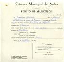 Registo de velocípede com o nº 9278, em nome de Francisco Madeira, morador em Carenque.