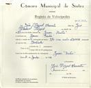 Registo de velocípede de marca Ilo, com o nº 8982, em nome de João Miguel Clemente, morador em Janas.