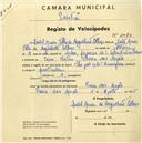 Registo de velocípede com o nº 2070, em nome de Isabel Maria Tello de Magalhães Collaço, moradora em Casa Chitas, Praia das Maçãs.
