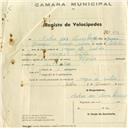 Registo de velocípede de marca Elgin, com o nº 499, em nome de Artur das Neves , morador em Várzea de Sintra.