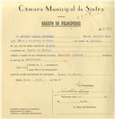 Registo de velocípede de marca Pombal, com o nº 8139, em nome de António Gaspar Ferreira, morador em Várzea de Sintra.