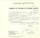 Registo de um veiculo de duas rodas tirado por dois animais de espécie muar destinado a transporte de mercadorias em nome de João Alves Correia, morador na Várzea de Sintra.