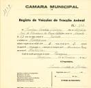 Registo de um veiculo de duas rodas tirado por dois animais de espécie muar destinado a transporte de mercadorias em nome de Francisco Cândido Oliveira, morador na Pernigem.