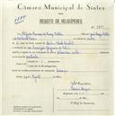 Registo de velocípede de marca Vilar com motor, com o nº 5399, em nome de Alfredo Serrano de Sousa Botelho, morador em Carenque.