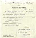 Registo de velocípede de marca Philips, com o nº 8359, em nome de Cassiano Augusto de Carvalho, morador em Várzea de Sintra.