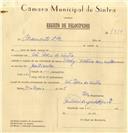 Registo de velocípede de marca Vitoria, com o nº 7910, em nome da Firma Bramonte Lda, morador em S. Pedro de Sintra.
