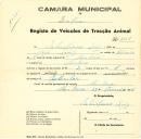 Registo de um veiculo de duas rodas tirado por um animal de espécie asinina destinado a transporte de mercadorias em nome de Salustiano Luís, morador em Morlena.