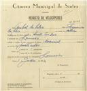 Registo de velocípede de marca Nacional, com o nº 8023, em nome de Aníbal da Silva, morador em Lameiras.