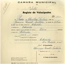 Registo de velocípede de marca Dinar, com o nº 260, em nome de Pedro de Alcântara Santana, morador em Cabecinha.