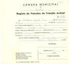 Registo de um veiculo de duas rodas tirado por dois animais de espécie bovina destinado a transporte de mercadorias em nome de António Bento Ivo, morador na Venda Seca.