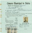 Registo de matricula de velocipedista em nome de Manuel Sebastião, morador em Vila Verde, com o nº de inscrição 399.