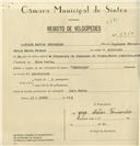 Registo de velocípede de marca Reinold, com o nº 8010, em nome de Jorge Matias Fernandes, morador em Dona Maria.