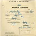 Registo de velocípede de marca Helios, com o nº 1118, em nome de João Rosa Pires, morador em Pexilgais.