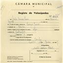 Registo de velocípede de marca Olga, com o nº 4128, em nome de Júlio Nunes Paiva, morador em Idanha.