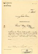 Licença para concluir uma casa de banho na sua propriedade na Vila Navarro em São Pedro de Sintra em nome de Edward Henry Gallvey com o Processo OB nº 409/1925, com a licença de construção nº 259 de 01/09/1925.