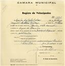 Registo de velocípede de marca Nacional Especial, com o nº 1286, em nome de Carlos da Costa Cardoso, morador em Idanha.