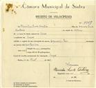 Registo de velocípede de marca Raio, com o nº 9967, em nome de Florentino Brás Carteiro, morador em Anços.