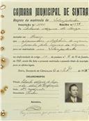 Registo de matricula de velocipedista em nome de António Miguel de Sousa, morador no Cacém, com o nº de inscrição 1040.