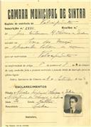 Registo de matricula de velocipedista em nome de José Estevam M. Oliveira e Silva, morador na Praia das Maçãs, com o nº de inscrição 2810.