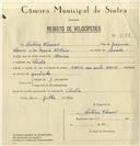 Registo de velocípede de marca Mavic, com o nº 8145, em nome de António Ramos, morador em Sintra.
