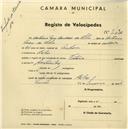 Registo de velocípede de marca Vitória, com o nº 2430, em nome de António Dias Cardoso da Silva, morador em Belas.