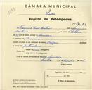 Registo de velocípede de marca Origan, com o nº 3677, em nome de Francisco Luís Mateus, morador em Maceira.