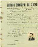 Registo de matricula de velocipedista em nome de Joaquim de Freitas, morador em Massamá, com o nº de inscrição 1637.