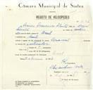 Registo de velocípede de marca Nacional, com o nº 8586, em nome de Franco Francisco Silvestre, morador em Aruil.